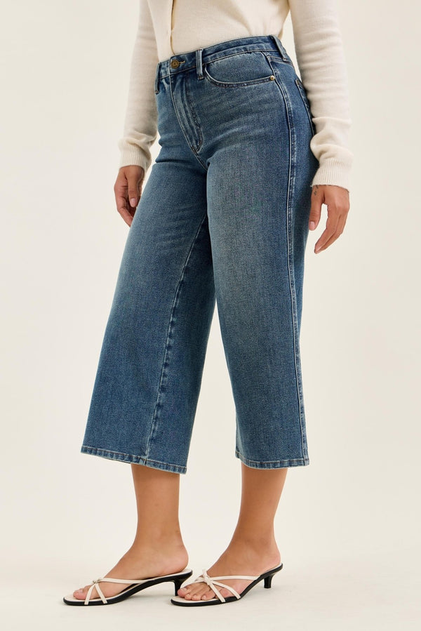 Judy Blue Hw "dottie" Wide Crop Md Quarry Fade