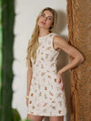 Western Print Sleeveless Denim Mini Dress - Blush & Cactus