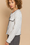 SALE POL Button Down Tweed Jacket - Curvy Size