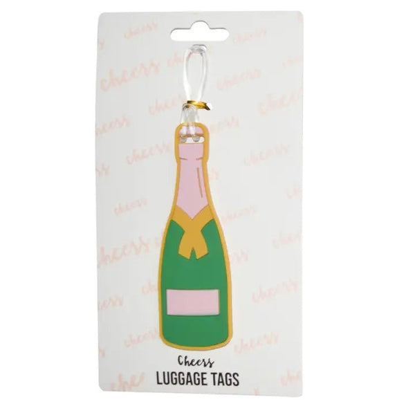 Champagne Bottle Silicone Luggage Tag - Blush & Cactus