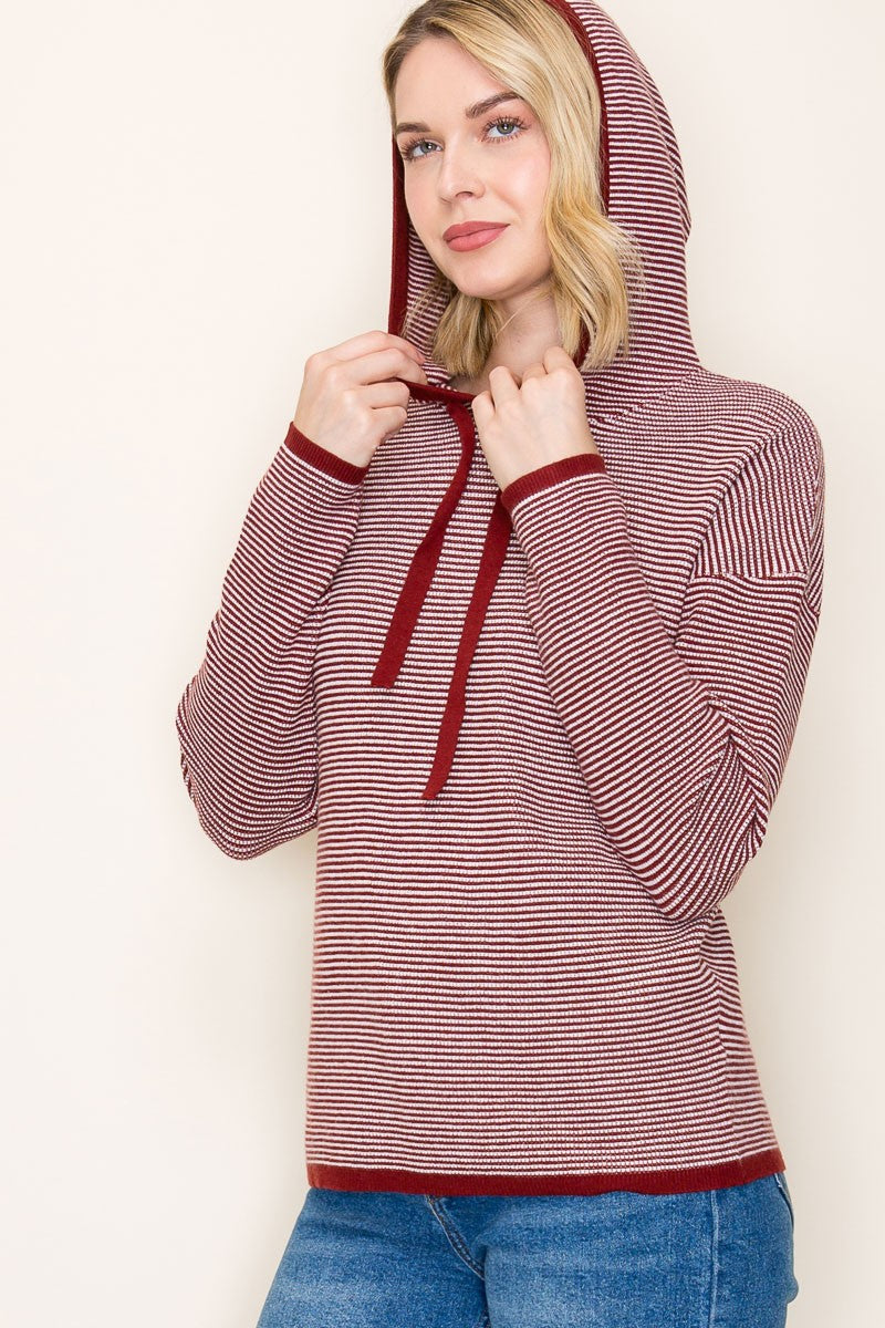 Waffle Textrued Striped Pullover