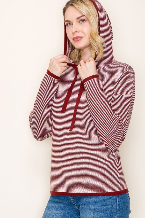 Waffle Textrued Striped Pullover
