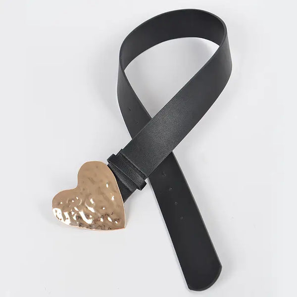 Hammered Heart Shape Buckle Belt