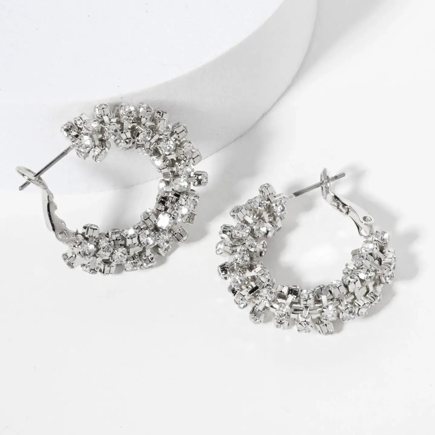 25mm 14K - Gold - Dipped Crystal Wrap Latch - Back Hoop Earrings - Blush & Cactus