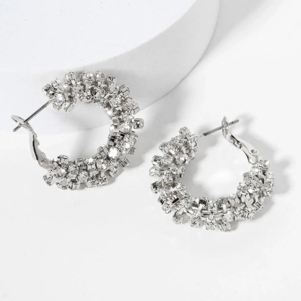 25mm 14K - Gold - Dipped Crystal Wrap Latch - Back Hoop Earrings - Blush & Cactus