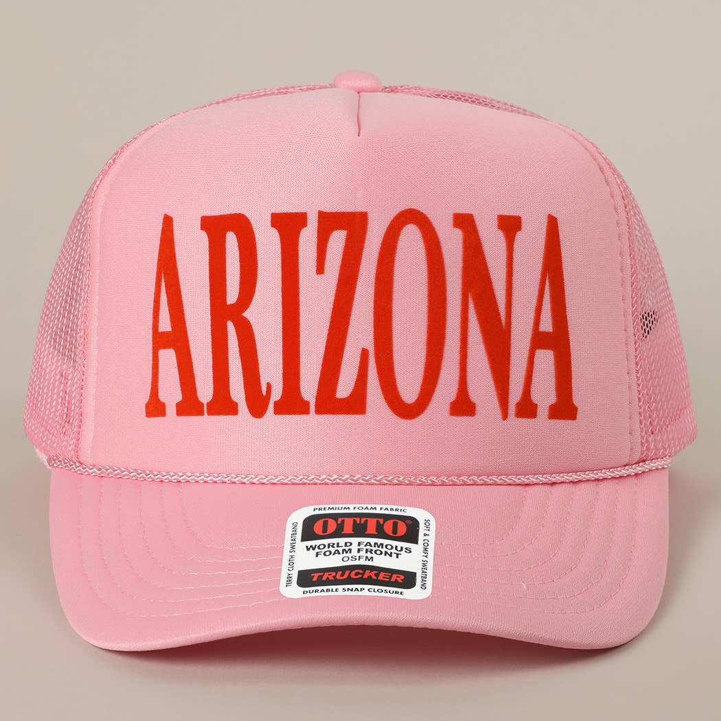 ARIZONA Text Printed Mesh Back Foam Trucker Hat