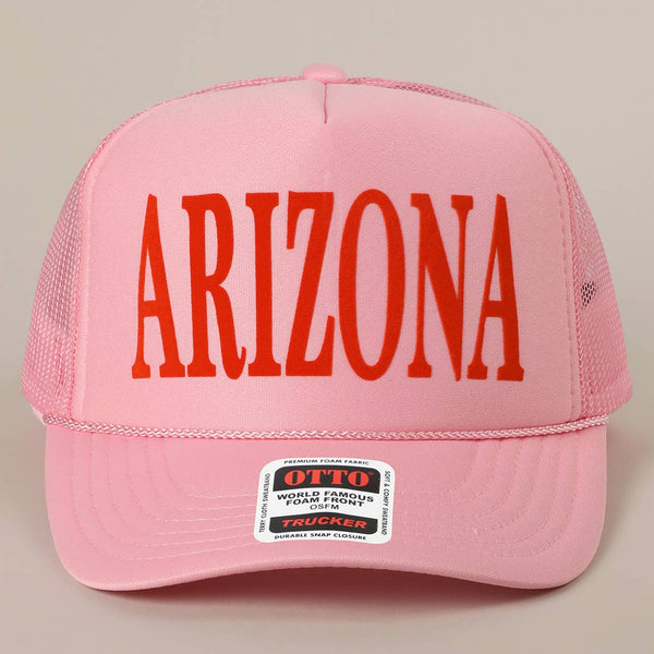 ARIZONA Text Printed Mesh Back Foam Trucker Hat