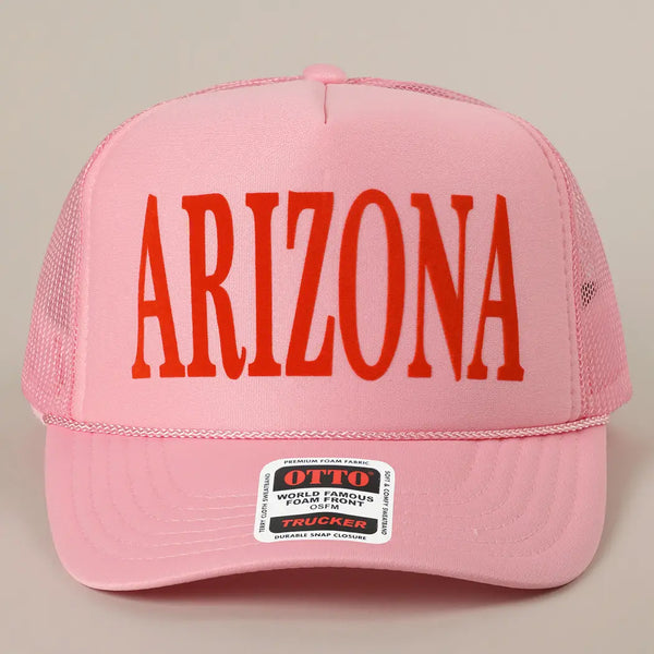 Arizona Text Printed Mesh Back Foam Trucker Hat