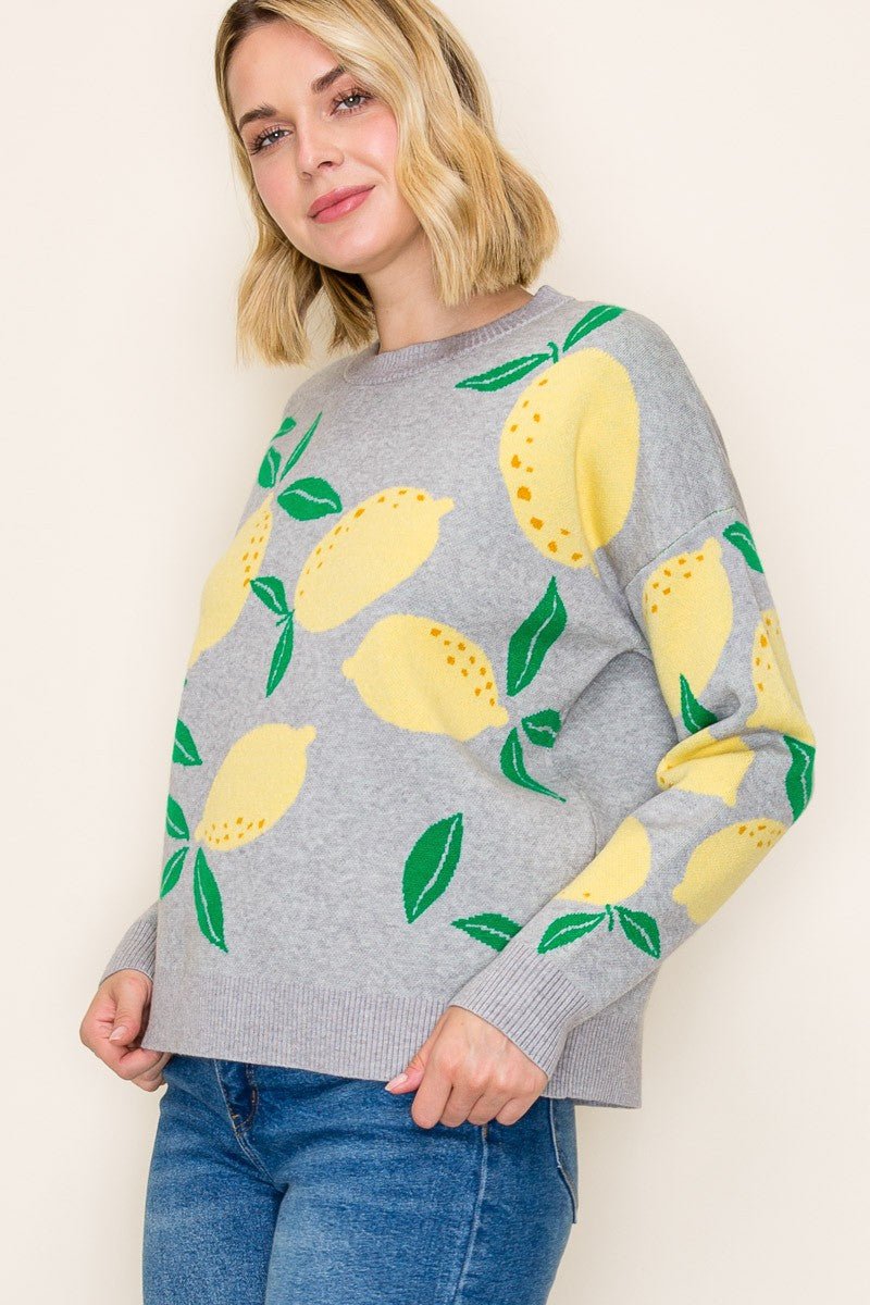 Lemon Pattern Sweater - Blush & Cactus