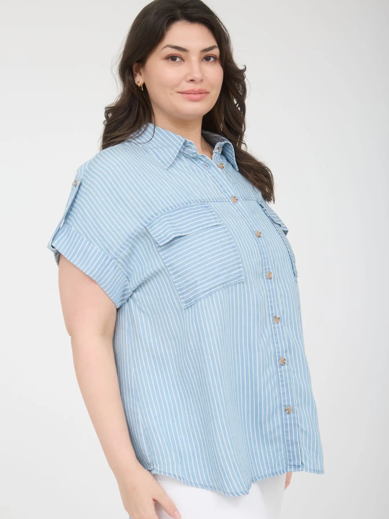 Denim Days Pinstripe Top - Curvy Size
