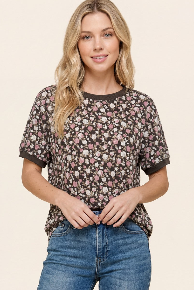 Flroal Printed Jersey Top