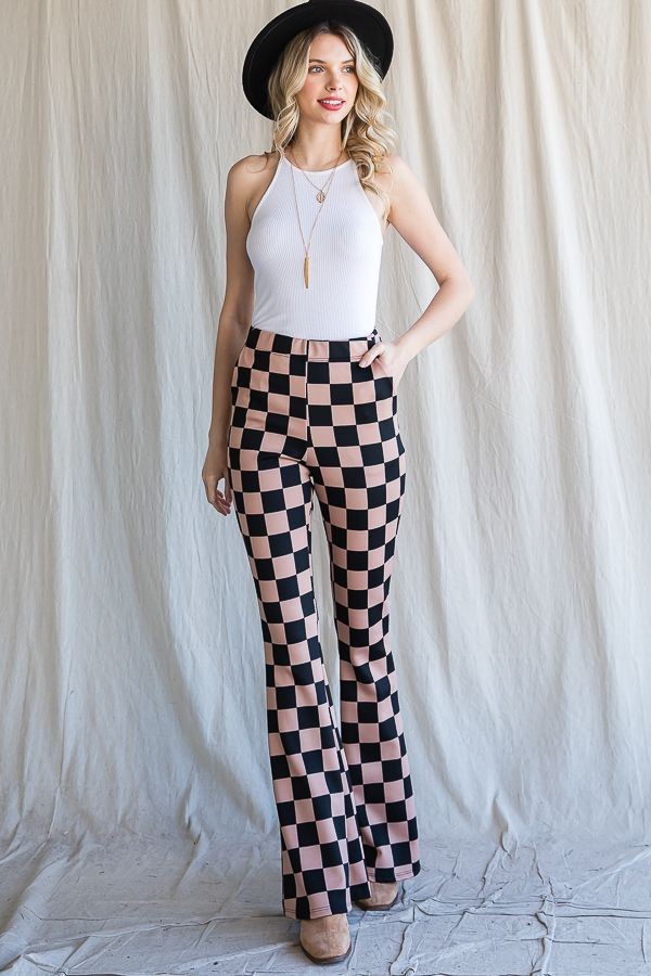 Jade By Jane Black and Mocha Checkered Pants