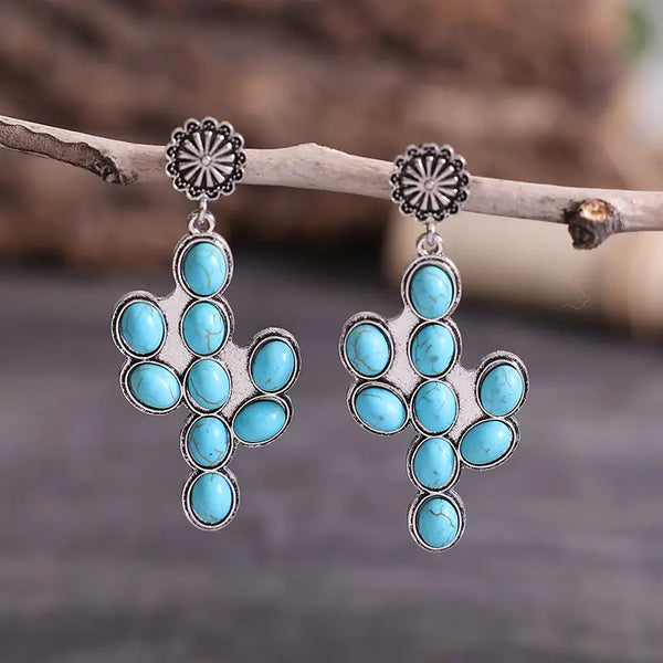 Cactus Turquoise Alloy Earrings