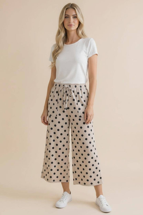 Plus Elastic Waist Polka Dot Pants - Blush & Cactus
