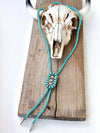 Western Glitter Style Stone Pendant Bolo Tie Necklace - Blush & Cactus