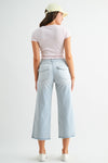 Mica Denim High - rise Wide Leg Cropped Stripe - Blush & Cactus
