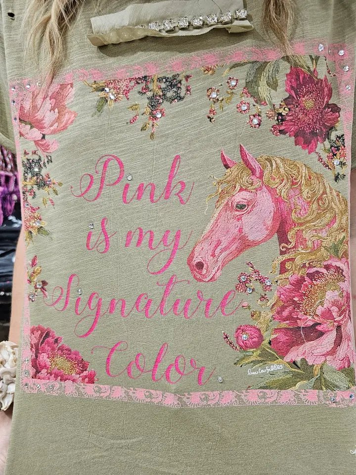 Pink Is My Signature Color Tattered Shirt - Blush & Cactus