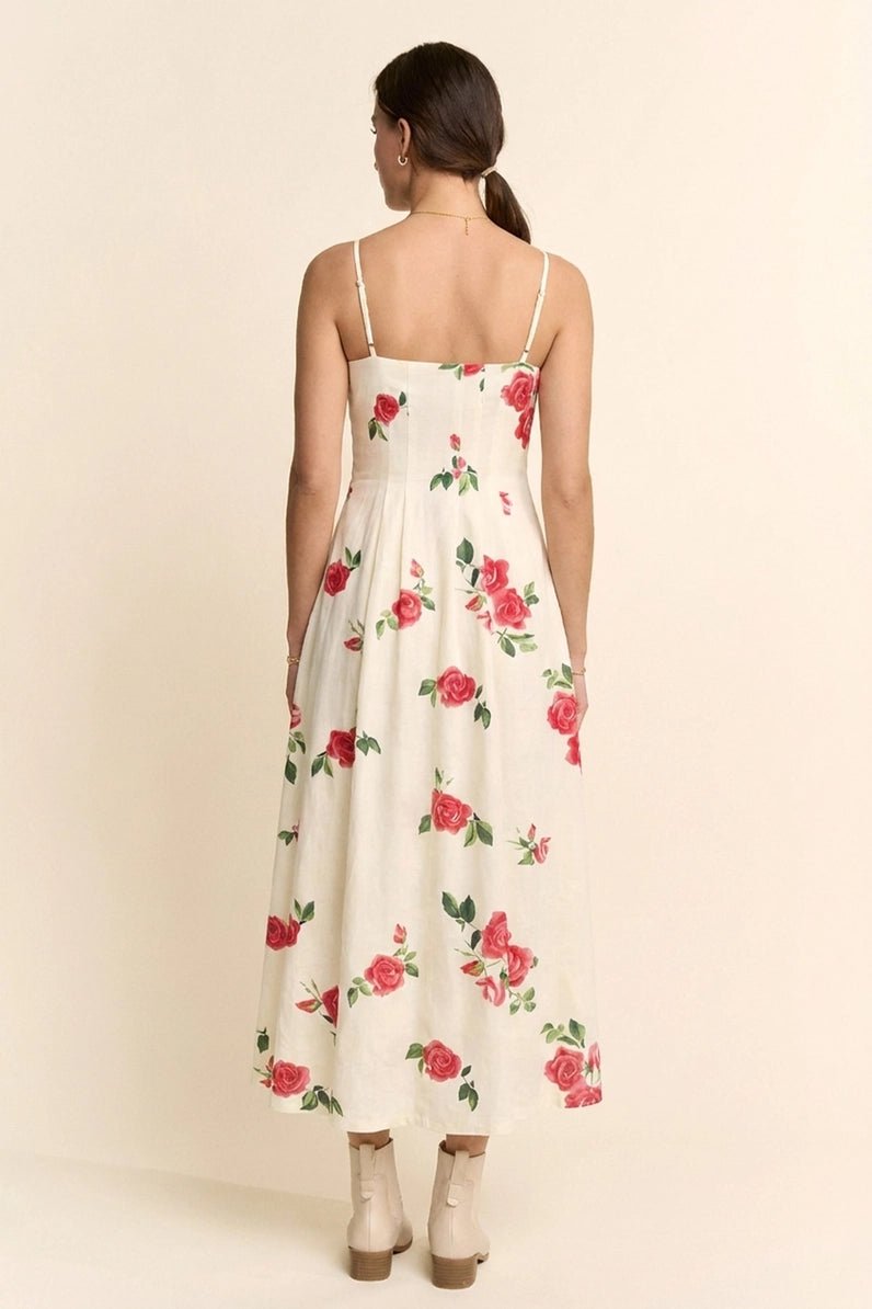 Printed French Terry Bra Straps Midi Dress - Blush & Cactus