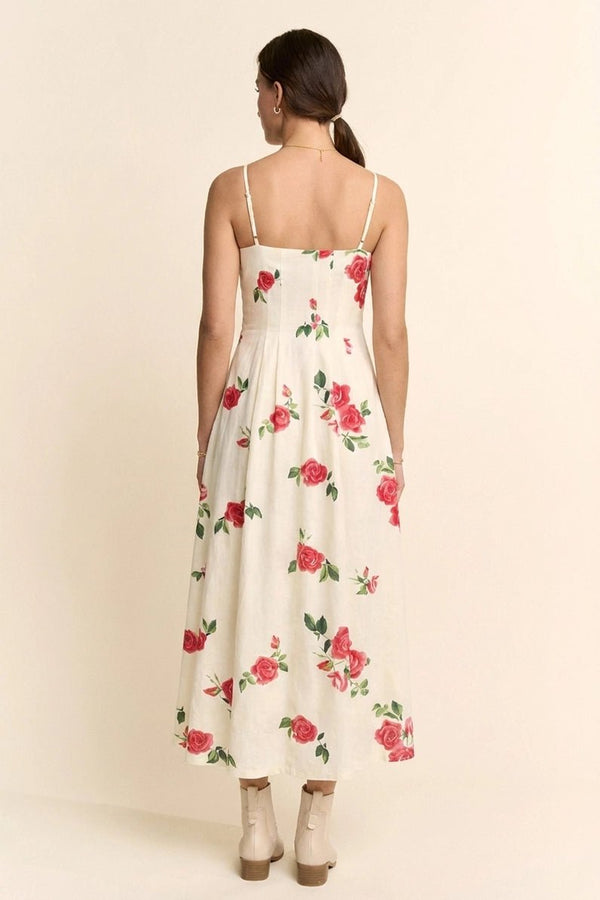 Printed French Terry Bra Straps Midi Dress - Blush & Cactus