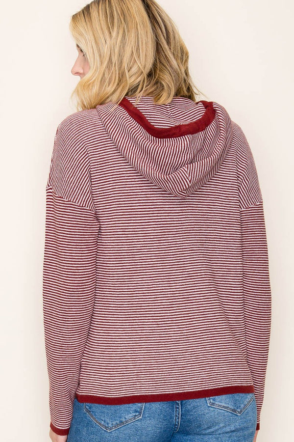 Waffle Textrued Striped Pullover