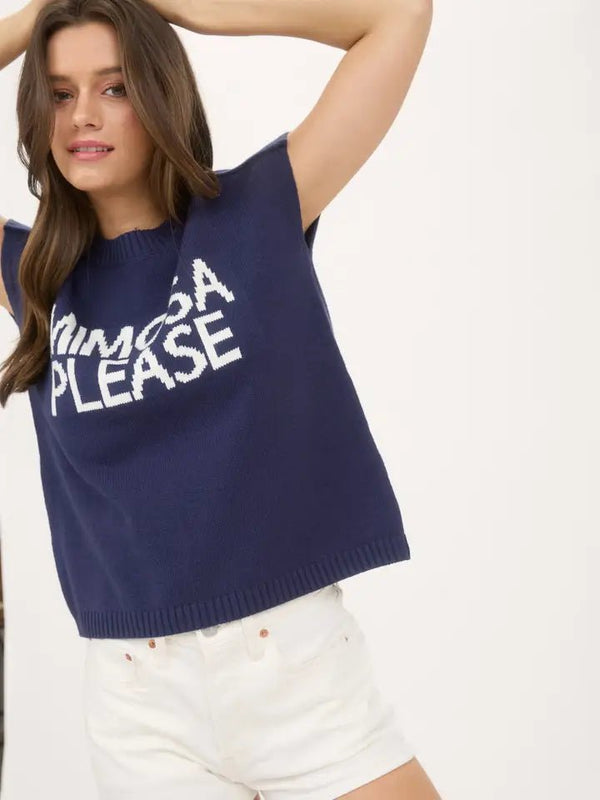 Mimosa Please Short Sleeve Pullover Sweater - Blush & Cactus