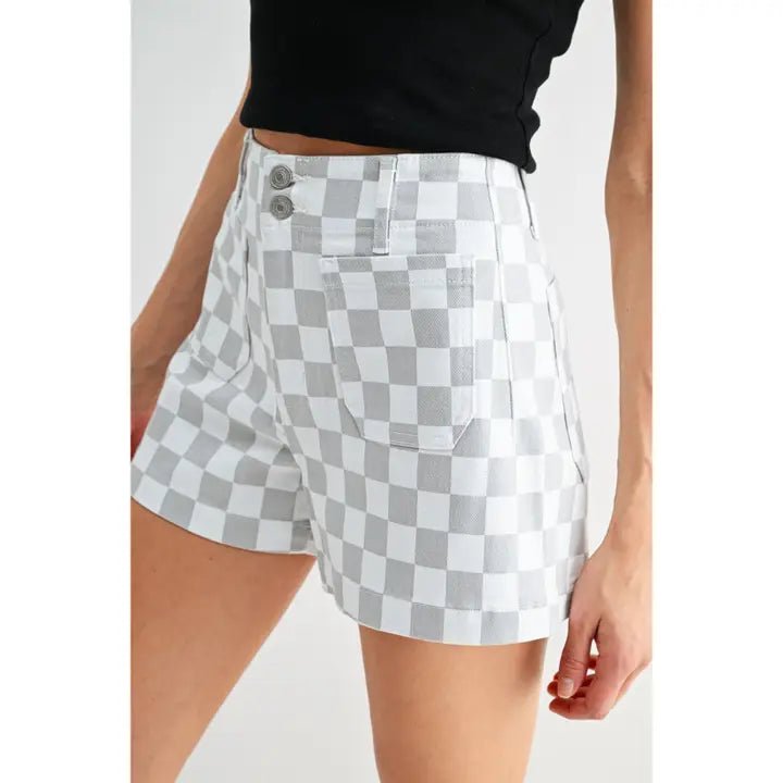 Mica High - Rise Shorts Chess Print - Blush & Cactus