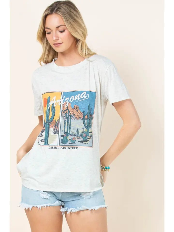 Arizona Graphic Short Sleeve T-Shirt - Blush & Cactus