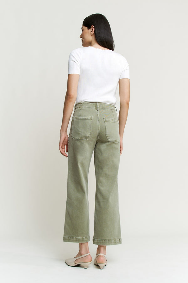 Mica Denim Super High Wide Cropped Utility - Blush & Cactus