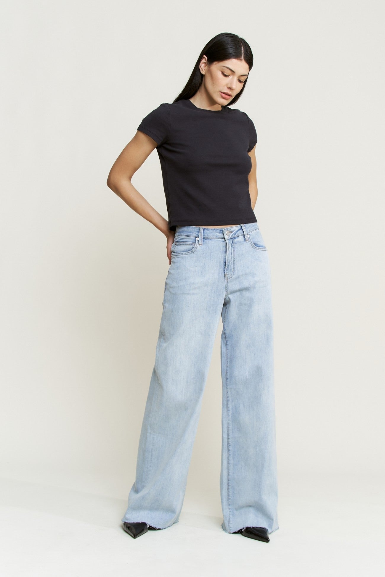 Mica Super High Wide Leg Raw Hem - Blush & Cactus