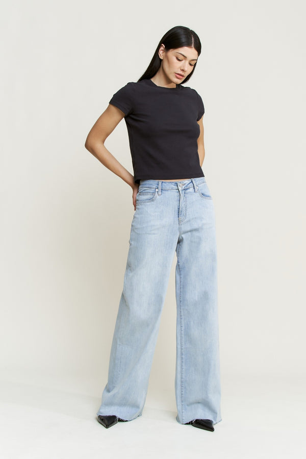 Mica Super High Wide Leg Raw Hem - Blush & Cactus