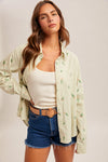 Desert Cactus Stripe Button Up Shirt - Blush & Cactus