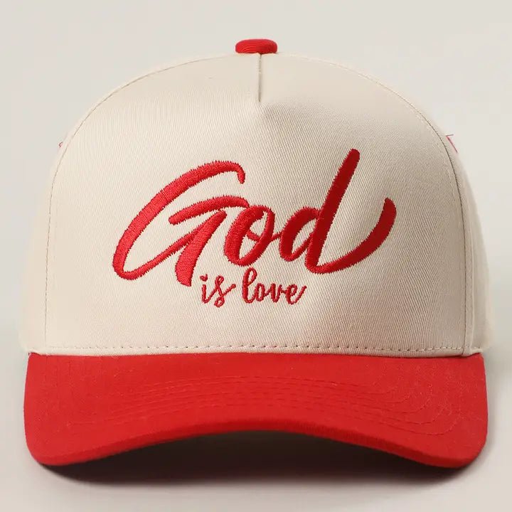 God Is Love Embroidery Two - Tone Trucker Hat - Blush & Cactus