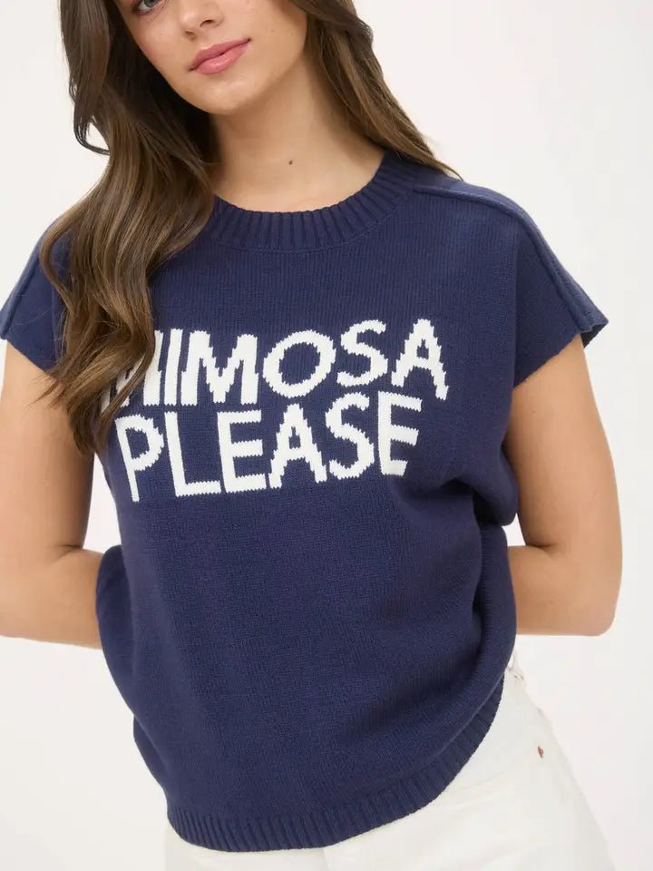 Mimosa Please Short Sleeve Pullover Sweater - Blush & Cactus