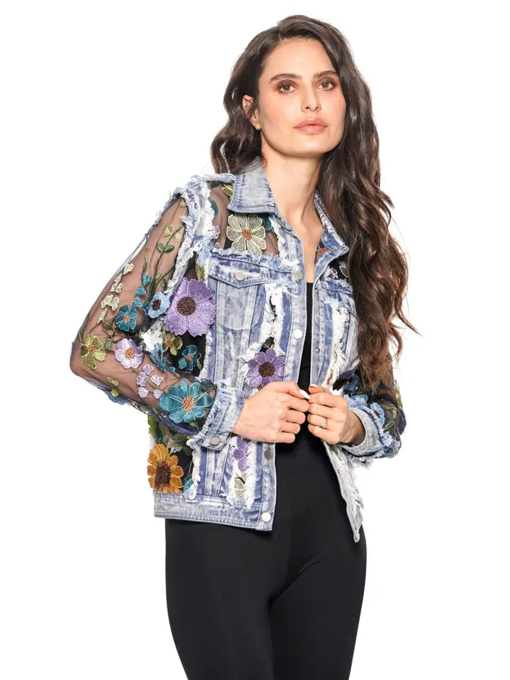 Floral Fantasy Embroidered Denim Jacket