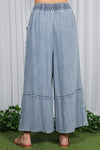 Self Fray Tencel Chambray Palazzo Pants