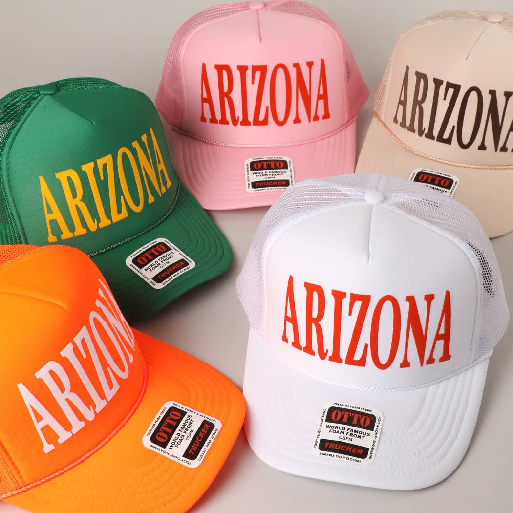 ARIZONA Text Printed Mesh Back Foam Trucker Hat