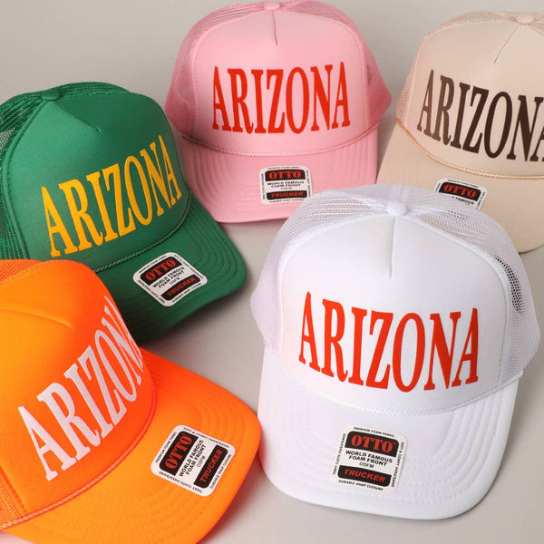 ARIZONA Text Printed Mesh Back Foam Trucker Hat
