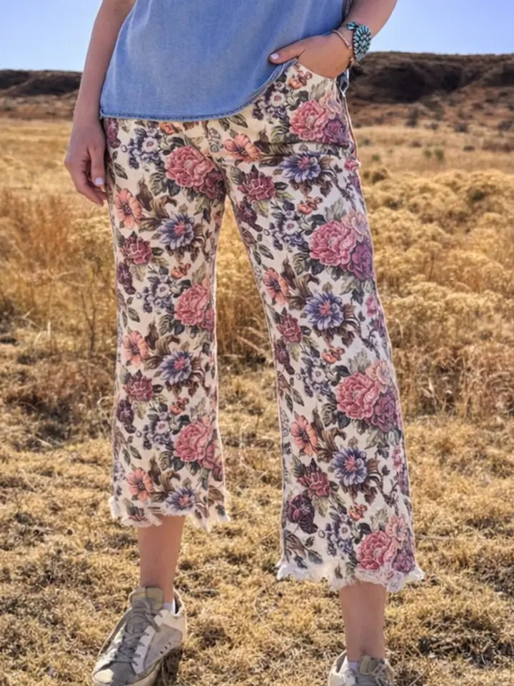 Vintage Floral Jeans - Blush & Cactus