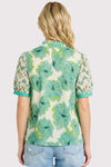 Floral Mixed Frilled Neck Top - Blush & Cactus