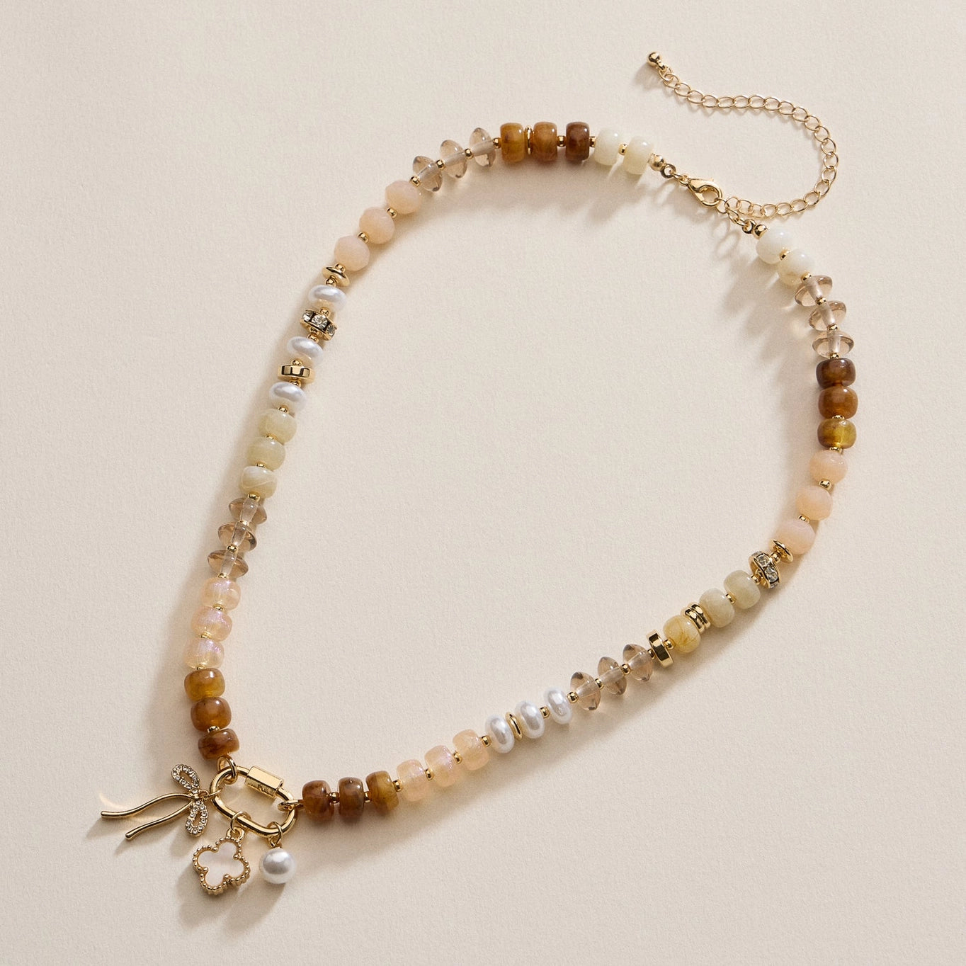 Layered Glass Bead Necklace | Trio of Charms