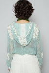 POL Vintage Washed Crochet Hoodie Jacket with Patchwork
