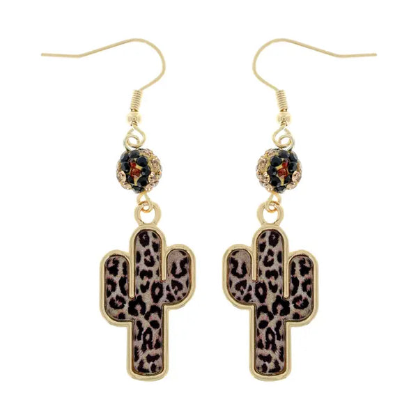 Western Leopard Cactus Oval Earrings
