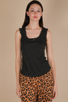 Very J Bow Trim Ruffled Knit Tank Top