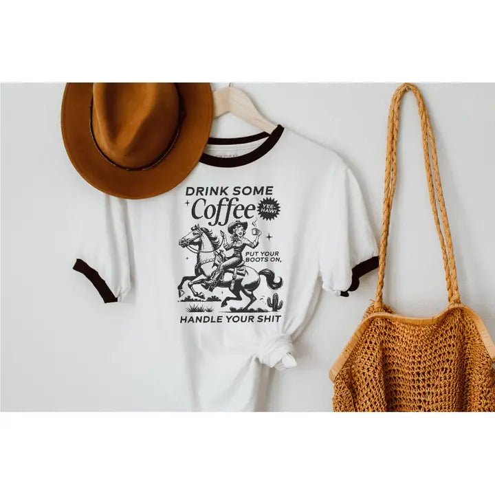Handle Your Shit Ringer Tee - Blush & Cactus