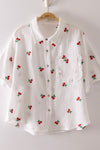 Fruit Embroidery Oversized Shirt Top - Curvy Size
