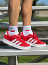 Classic Ankle Socks w/ Ribbed Tubing - Cherries - White