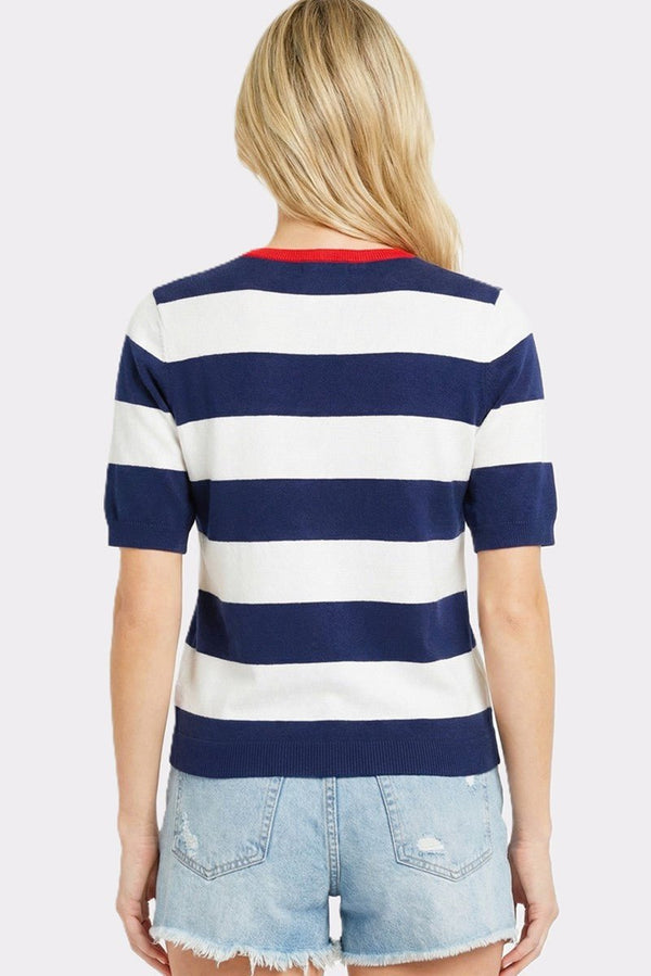 4th Of July Star Striped Sweater - Blush & Cactus