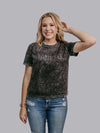 Thankful Acid Washed Studs Tee - Charcoal - Blush & Cactus