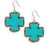 Cross Turquoise Dangle Earrings