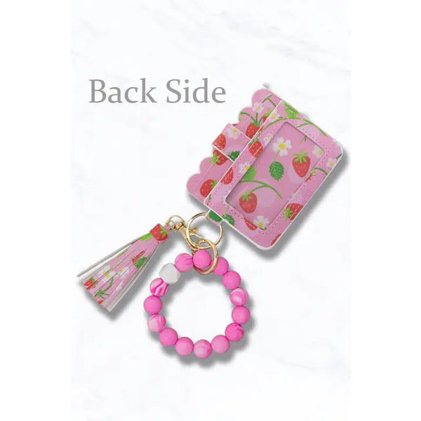 Fruit Print Card Holder Wallet Keychain